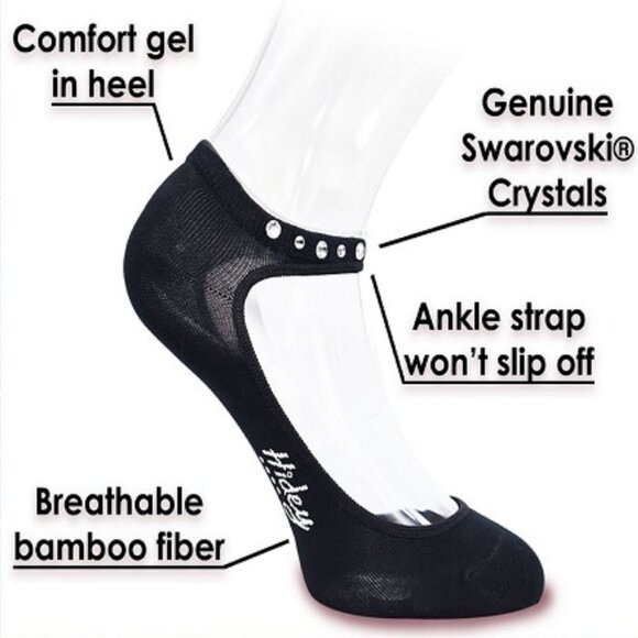 HIDEY SOCKS Swarovski Crystal Embellished No Slip Socks NWT - Picture 5 of 16
